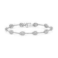 18ct White Gold Pear and Round Brilliant 3.25ct Diamond Cluster Bracelet