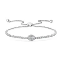 9ct White Gold Oval Cut 1.00ct Diamond Toggle Bracelet