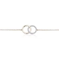 9ct Yellow Gold Brilliant Cut Diamond 0.06ct Interlocking Circle Bracelet