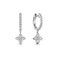 9ct White Gold Brilliant Cut Diamond 0.88ct Flower Cluster Hoop Earrings