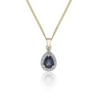 9ct Yellow Gold 0.04ct Diamond and Sapphire Halo Pendant