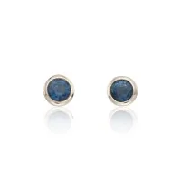 9ct Yellow Gold Sapphire Rub Over 3mm Earrings