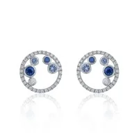 18ct White Gold Brilliant Cut Diamond 0.52ct and Sapphire 0.76ct Earrings