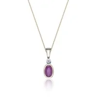 9ct Yellow Gold Diamond and 0.06ct Ruby Pendant