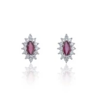 9ct White Gold Ruby and Diamond Halo Earrings