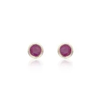 9ct Yellow Gold Ruby Rubover Stud Earrings