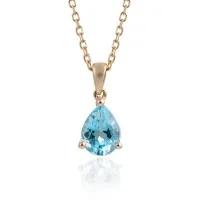 9ct Yellow Gold 0.95ct Pear Cut Blue Topaz Pendant