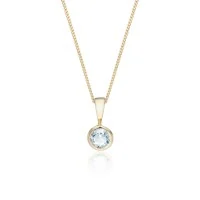 9ct Yellow Gold Aquamarine Rub Over Pendant