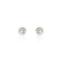 9ct Yellow Gold Aquamarine Rub Over Earrings
