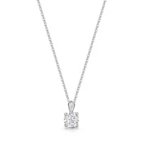 9ct White Gold Round Brilliant Cubic Zirconia Claw Set Pendant