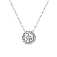 9ct White Gold Brilliant Cut Cubic Zirconia Halo Pendant