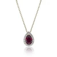 9ct Yellow Gold Red Cubic Zirconia Pendant