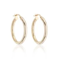 9ct Yellow Gold Plain Tubular Hoop Earrings