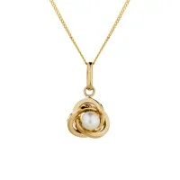 9ct Yellow Gold Fancy Knot Pearl Pendant