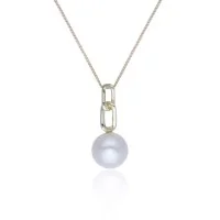 9ct Yellow Gold Freshwater Bouton Link Drop Pendant