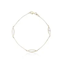 9ct Yellow Gold Mother-of-Pearl Marquise Station Bracelet
