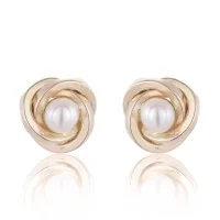 9ct Yellow Gold Pearl Knot Stud Earrings