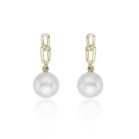 9ct Yellow Gold Freshwater Bouton Link Drop Earrings