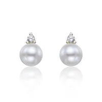 9ct Yellow Gold Cubic Zirconia and Pearl Earrings