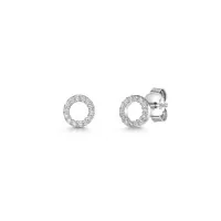 Silver Cubic Zirconia Open Circle Earrings