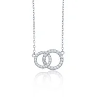 Silver Cubic Zirconia Double Circle Necklace