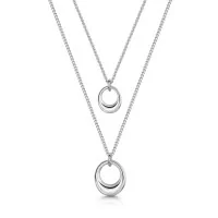 Silver Abstract Open Double Layered Necklet