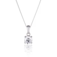 Silver Brilliant Cut Cubic Zirconia Solitaire Pendant