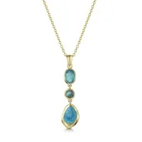 18ct Yellow Gold Vermeil Jade & Turquoise Drop Pendant