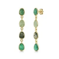 18ct Yellow Gold Vermeil Green Stone Drop Earrings