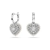 Swarovski Hyperbola Rhodium Plated Crystal Pearl Heart Drop Earrings 5684384