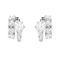 Swarovski Round Cut Matrix White Rhodium Plated Hoop Earrings 5753572