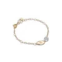 Marco Bicego Lunaria 18ct Yellow Gold 0.09ct Diamond Pave Leaf Bracelet BB2591 B YW