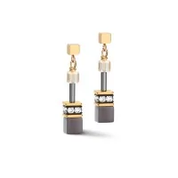 Coeur De Lion Gold Plated Brown Grey Black Drop Earrings 2839/21-1216