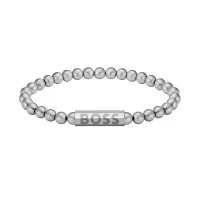 BOSS Sphere Silver Tone Cuff Bracelet with Logo Closure 1580658M 