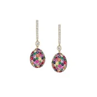 Fabergé Heritage Forever Egg Drop Earrings with Mixed Gemstones 1064EA 1886