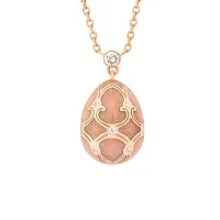 Faberg&eacute; Heritage Rose Gold Pink Guilloch&eacute; Enamel Petite Egg Pendant 1152FP1441