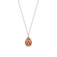 Faberg&eacute; Heritage Rose Gold Red Guilloch&eacute; Enamel Egg Pendant 213FP1861