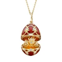 Fabergé Heritage Yellow Gold Diamond And Red Quilloché Enamel Gold State Coach Surprise Locket 1151FP3529