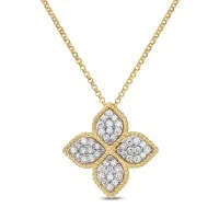 Roberto Coin 18ct Gold Princess Flower 0.46ct Diamond Petal Necklace