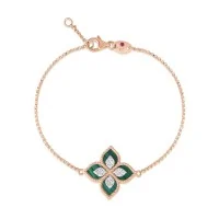 Roberto Coin Princess Flower 4.22ct Malachite and 0.18ct Diamond Bracelet