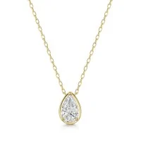 9ct Yellow Gold Pear Shape 1.00ct Lab Diamond Rub Over Pear Shape Pendant
