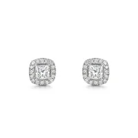 Platinum 1.50ct Princess Cut Lab Diamond Halo Earrings