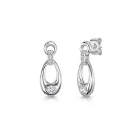 9ct White Gold Round Brilliant 0.25ct Lab Grown Diamond Oval Drop Earrings