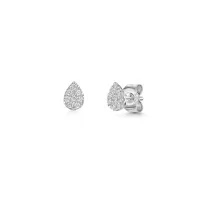9ct White Gold Round Brilliant 0.15ct Lab Grown Diamond Pear Shape Cluster Earrings
