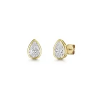 9ct Yellow Gold Pear Shape 1.50ct Lab Grown Diamond Rub Over Earrings