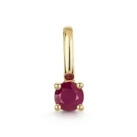 9ct Yellow Gold Round Brilliant Ruby Solitaire Pendant Charm