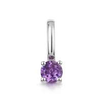 9ct White Gold Round Brilliant Amethyst Solitaire Pendant Charm