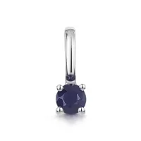 9ct White Gold Round Brilliant Blue Sapphire Solitaire Pendant Charm