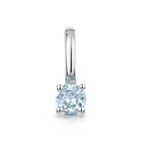 9ct White Gold Round Brilliant Topaz Solitaire Pendant Charm