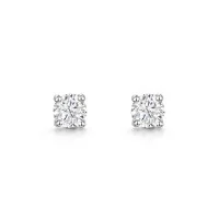 9ct White Gold 4mm Round Brilliant Cubic Zirconia Earrings